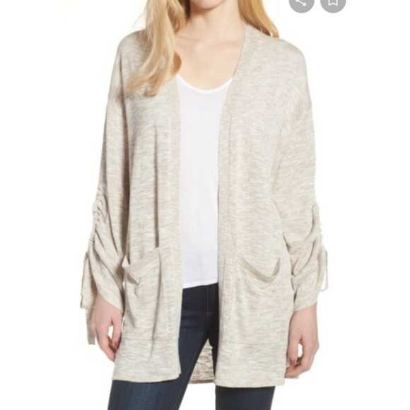 Trouve linen blend open front cardigan xs/s grey - Picture 1 of 5